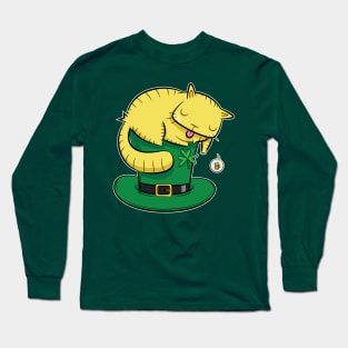 Dreaming Beer Cat Leprechaun Hat St Patricks Day Long Sleeve T-Shirt